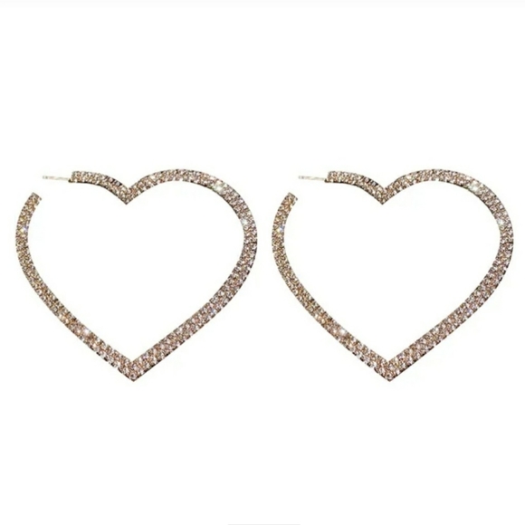 SEE OTHER LISTING Gold Tone Rhinestone Heart Hoop Earrings 925 Post - Picture 4 of 8